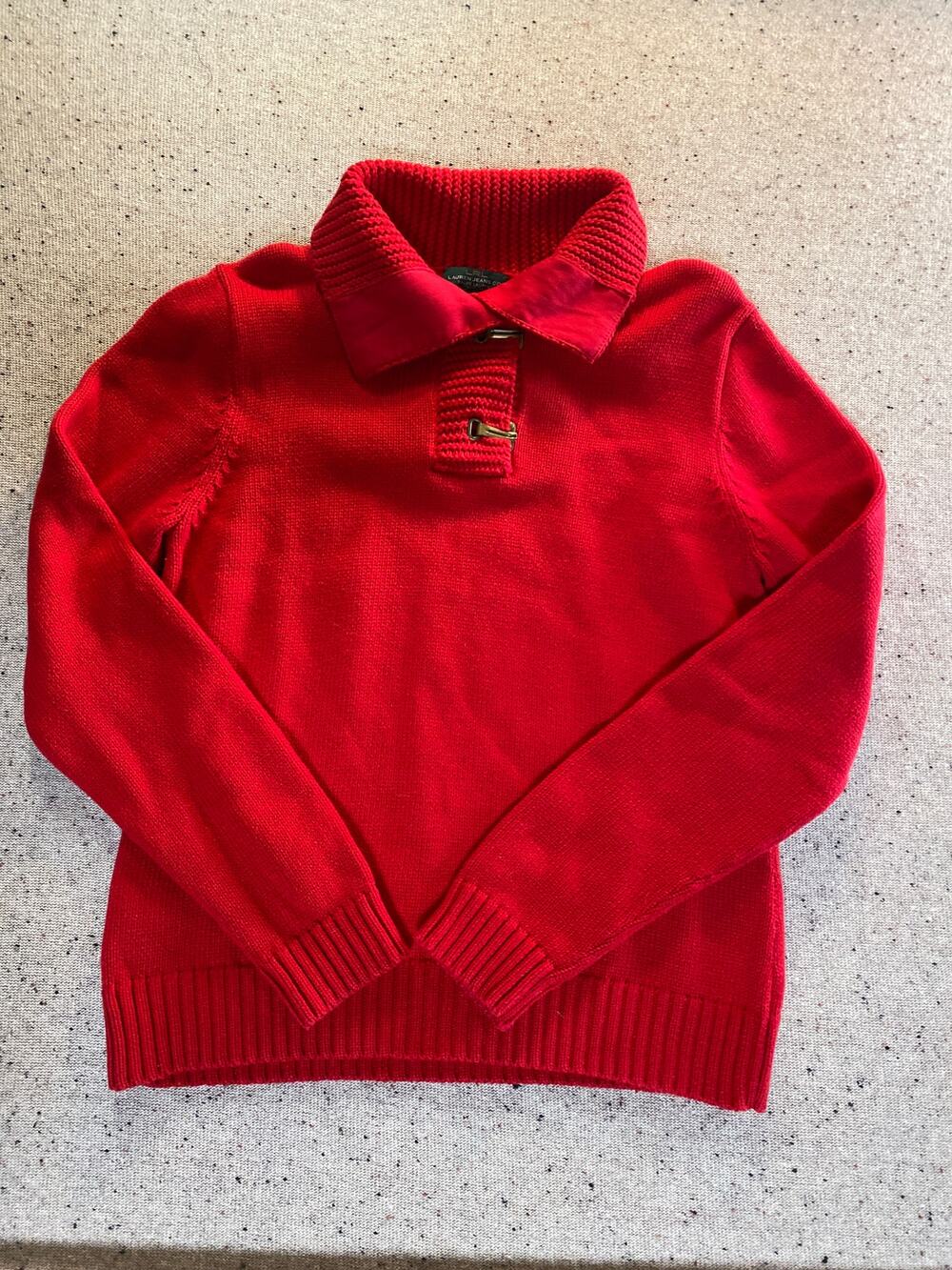 Ralph Lauren Jeans Cotton Sweater Womens Large Red Fisherman Coastal Old Money